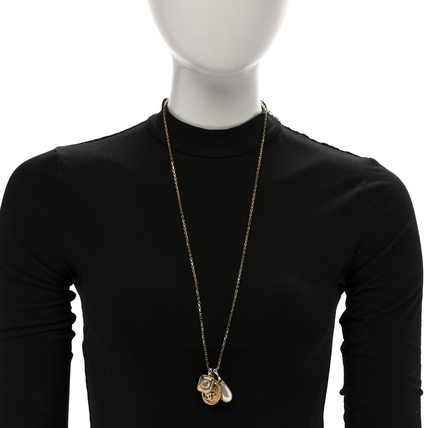 Crystal Pearl Necklace Gold