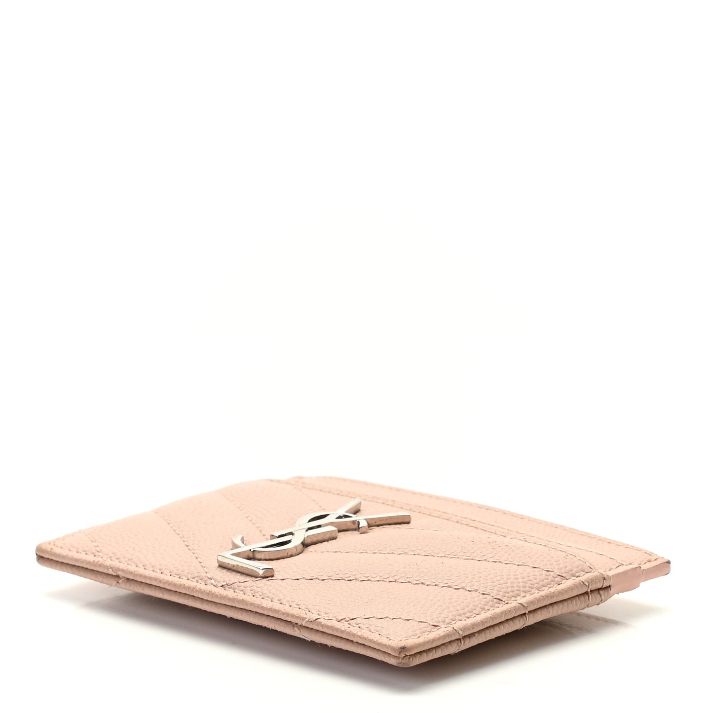 Grain De Poudre Matelasse Chevron Monogram Credit Card Case Pale Pink