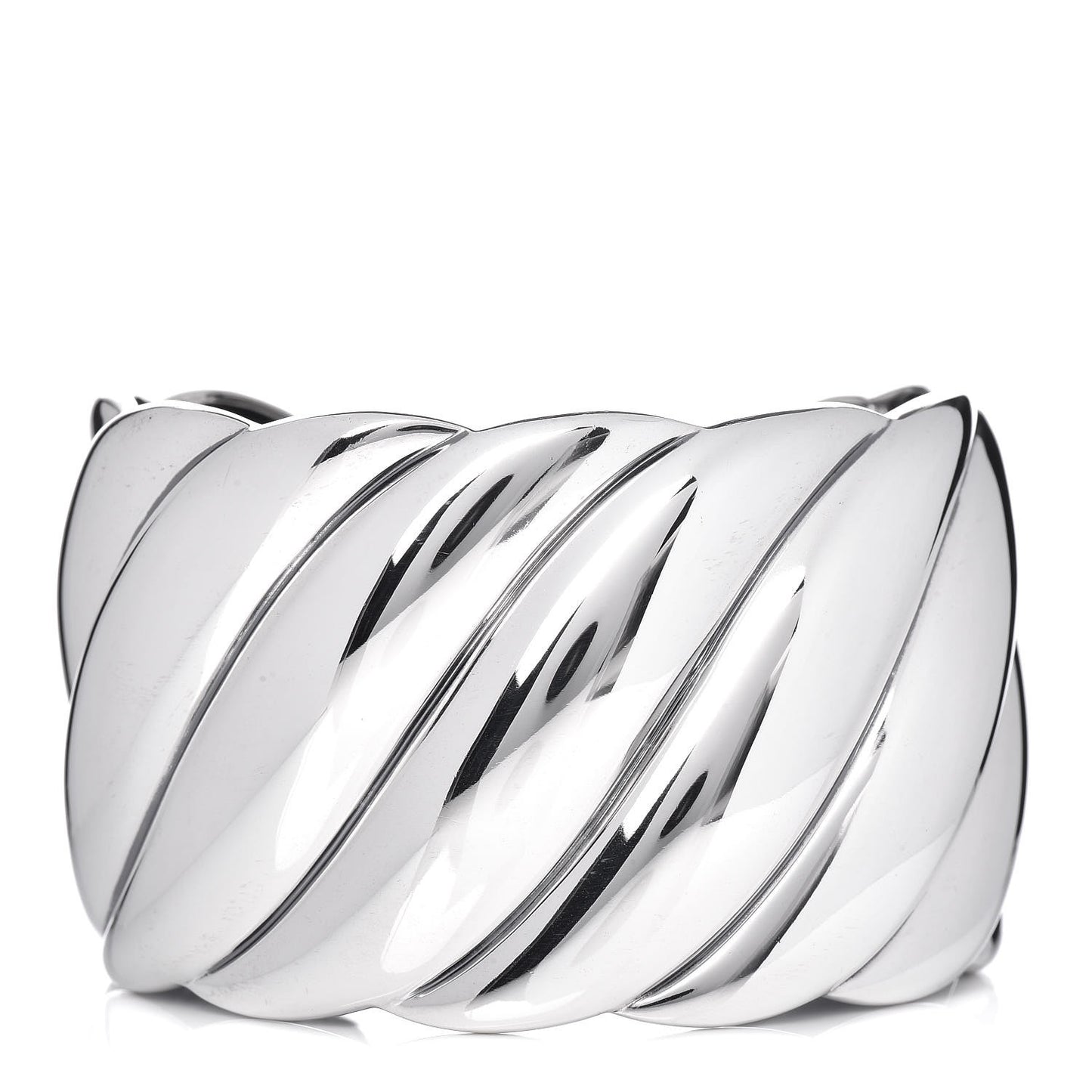 Sterling Silver Wide Sculpted Cable Cuff Bracelet