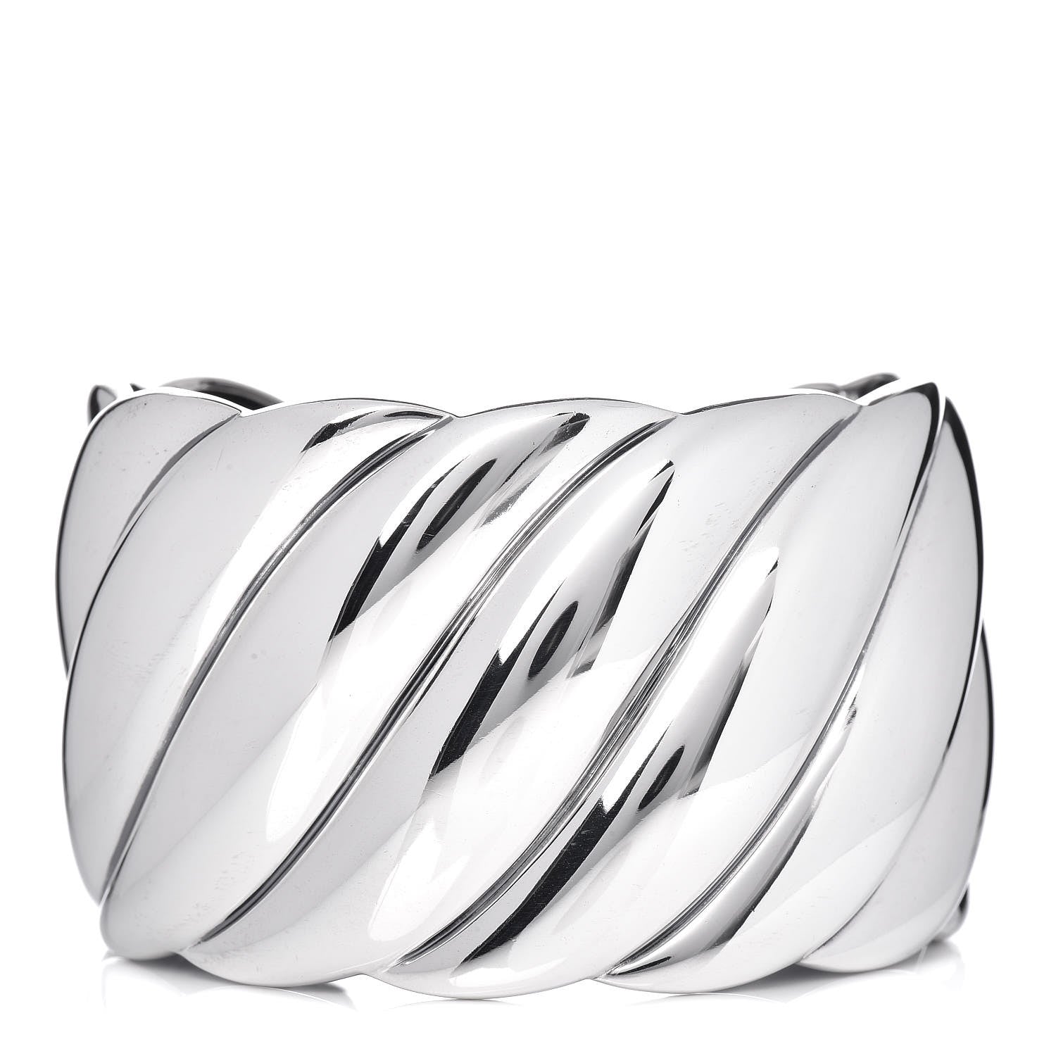 David Yurman Sterling Silver Wide Sculpted Cable Cuff Bracelet 1 of 4