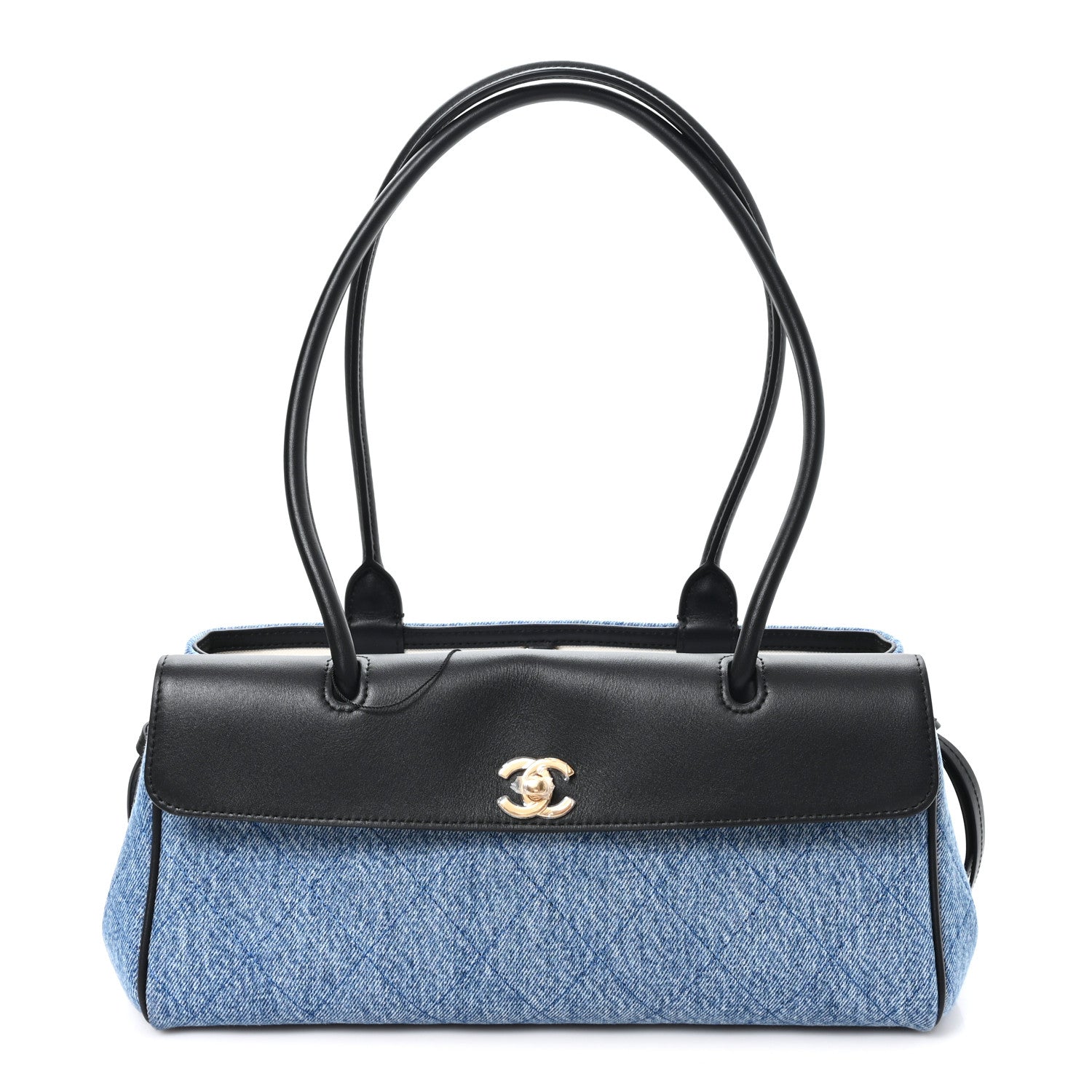 Chanel Calfskin Denim Stitched Urban Essentials Small Shopping Bag Blue Black 1 of 10