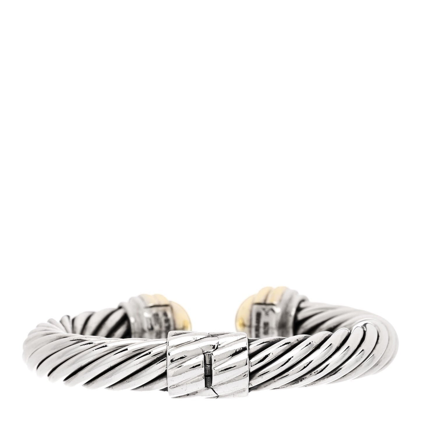 Sterling Silver 14K Yellow Gold 10mm Cable Classics Bracelet