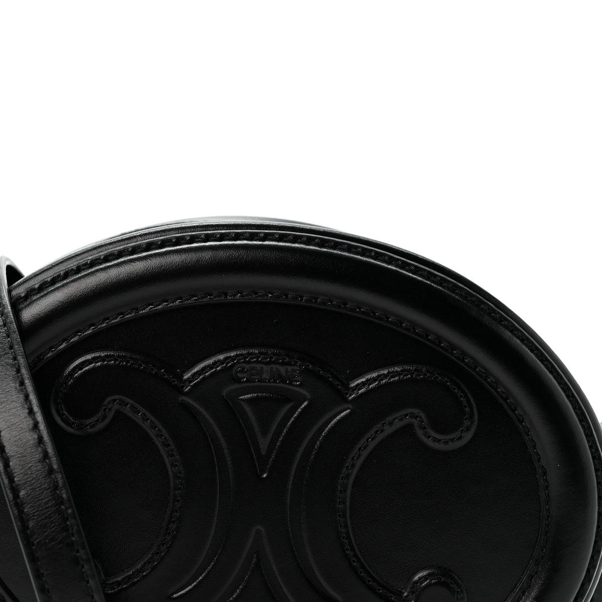 Celine Smooth Calfskin Cuir Small Triomphe Oval Crossbody Purse Black 9 of 14