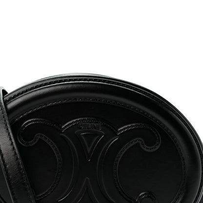 Celine Smooth Calfskin Cuir Small Triomphe Oval Crossbody Purse Black 9 of 14