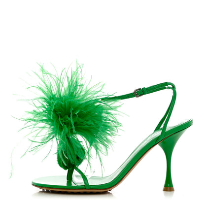 Bottega Veneta Wonderbird Nappa Feather Dot Sandals 38 Grass 1 of 9