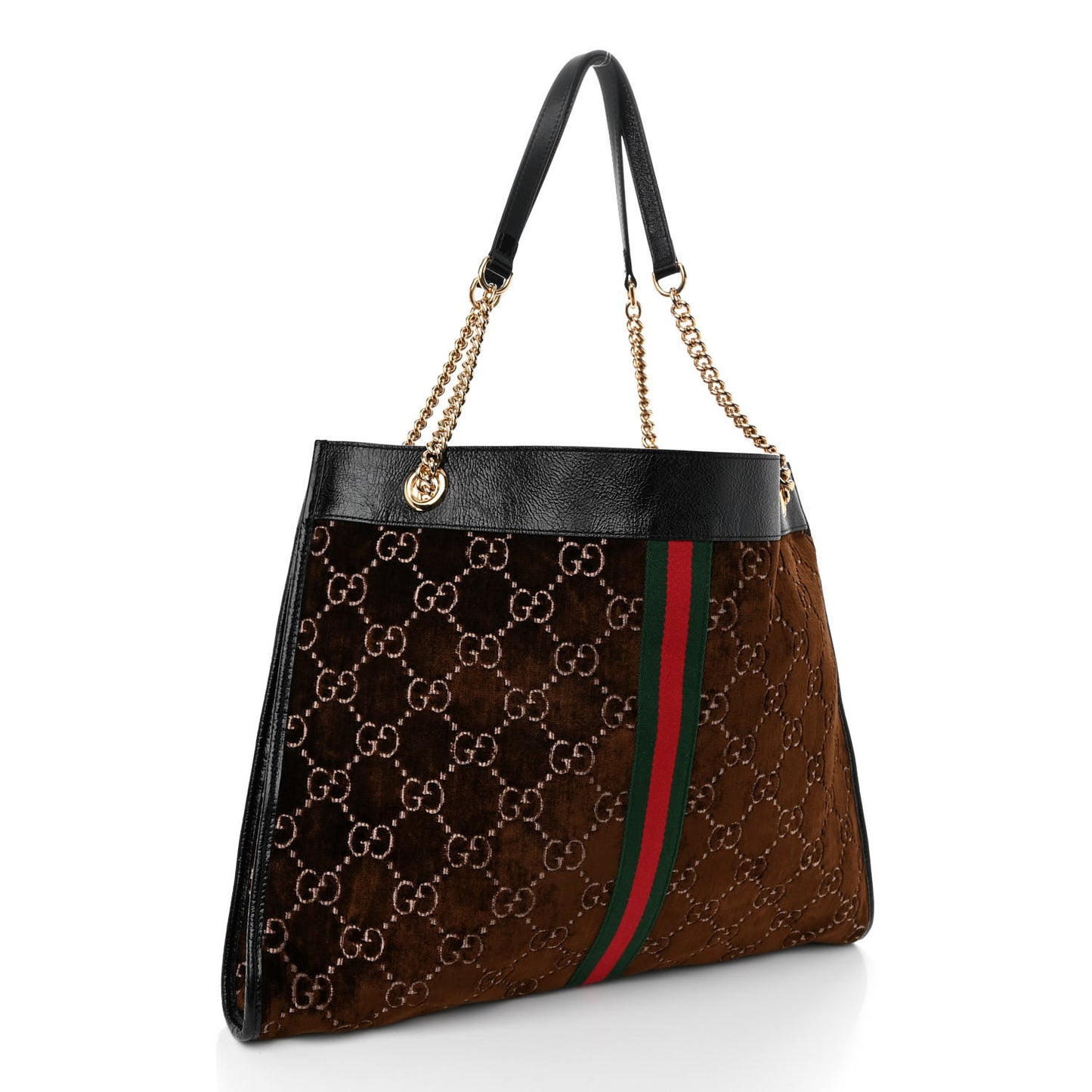 Velvet GG Monogram Large Rajah Chain Tote Brown