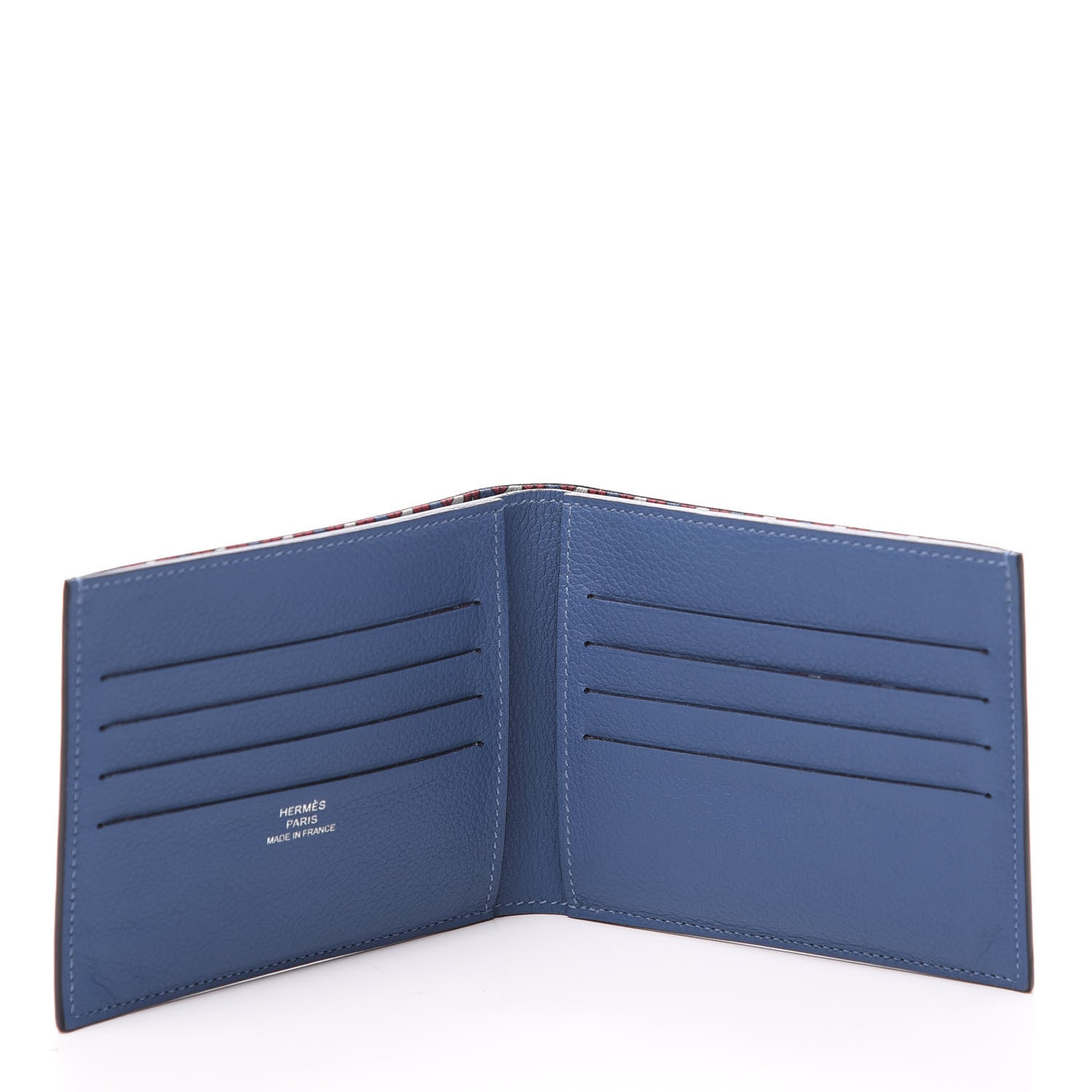 Hermes Evercolor Citizen Twill Compact Wallet Bleu de Galice Rouge Casaque Azur 4 of 10