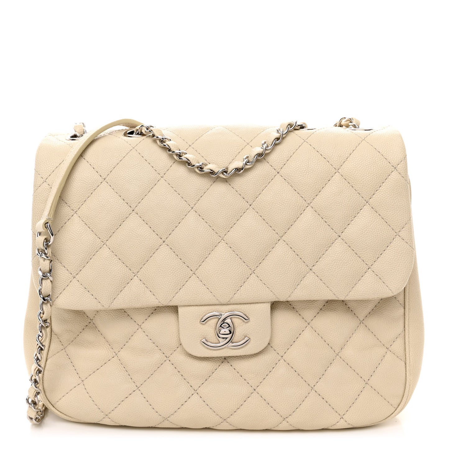Caviar Quilted Large Urban Companion Flap White