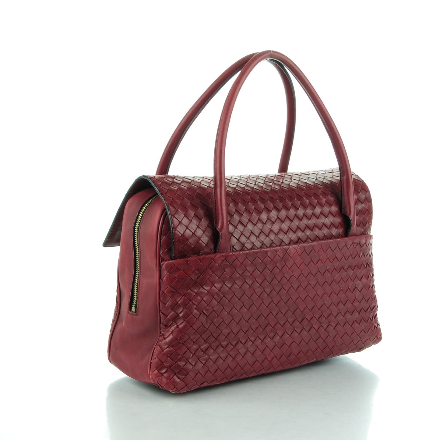 Nappa Intrecciato Satchel Red