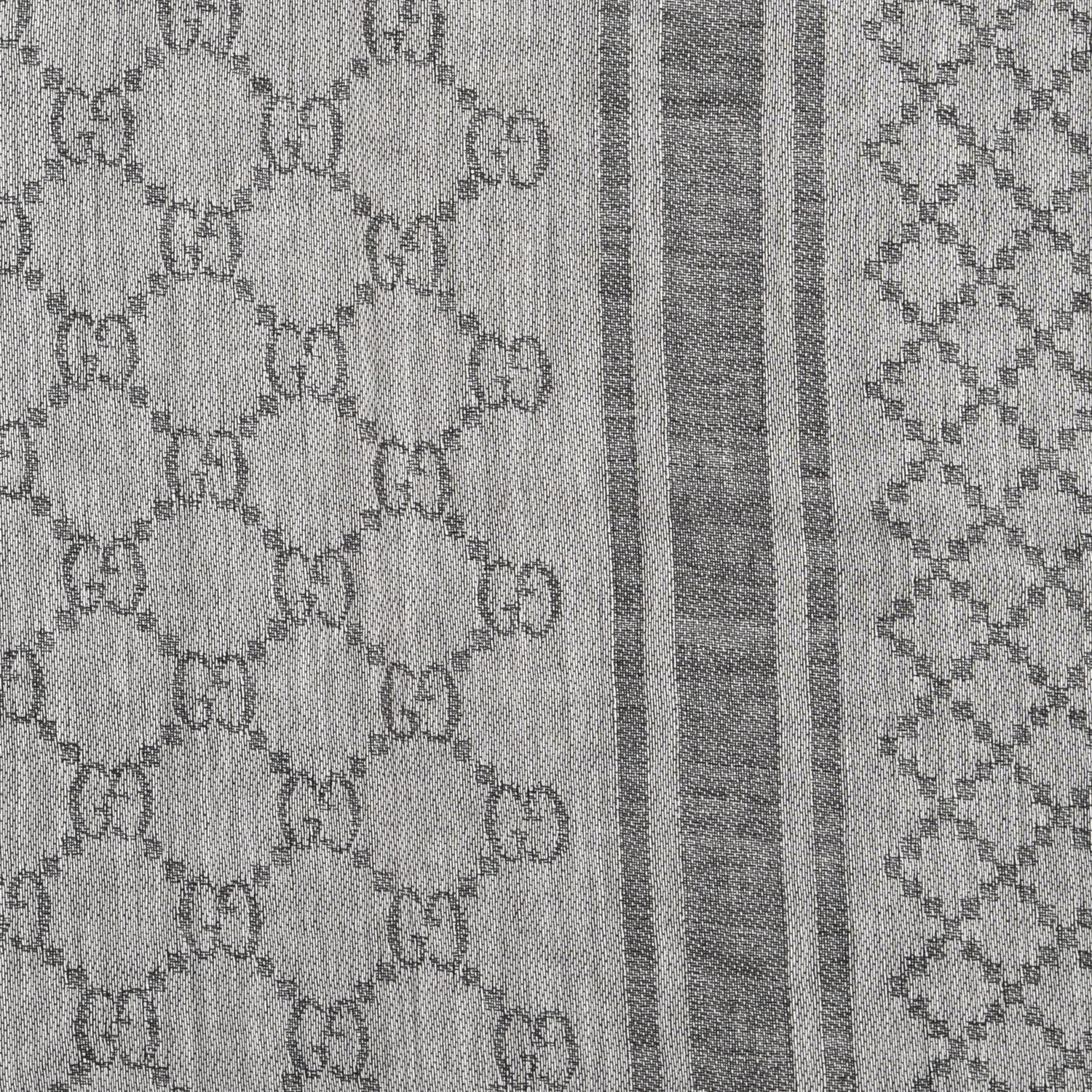Gucci Wool Silk GG Monogram Diamante Plaid Surviee Shawl Beige Dark Brown 3 of 5