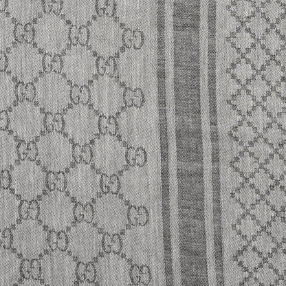 Gucci Wool Silk GG Monogram Diamante Plaid Surviee Shawl Beige Dark Brown 3 of 5