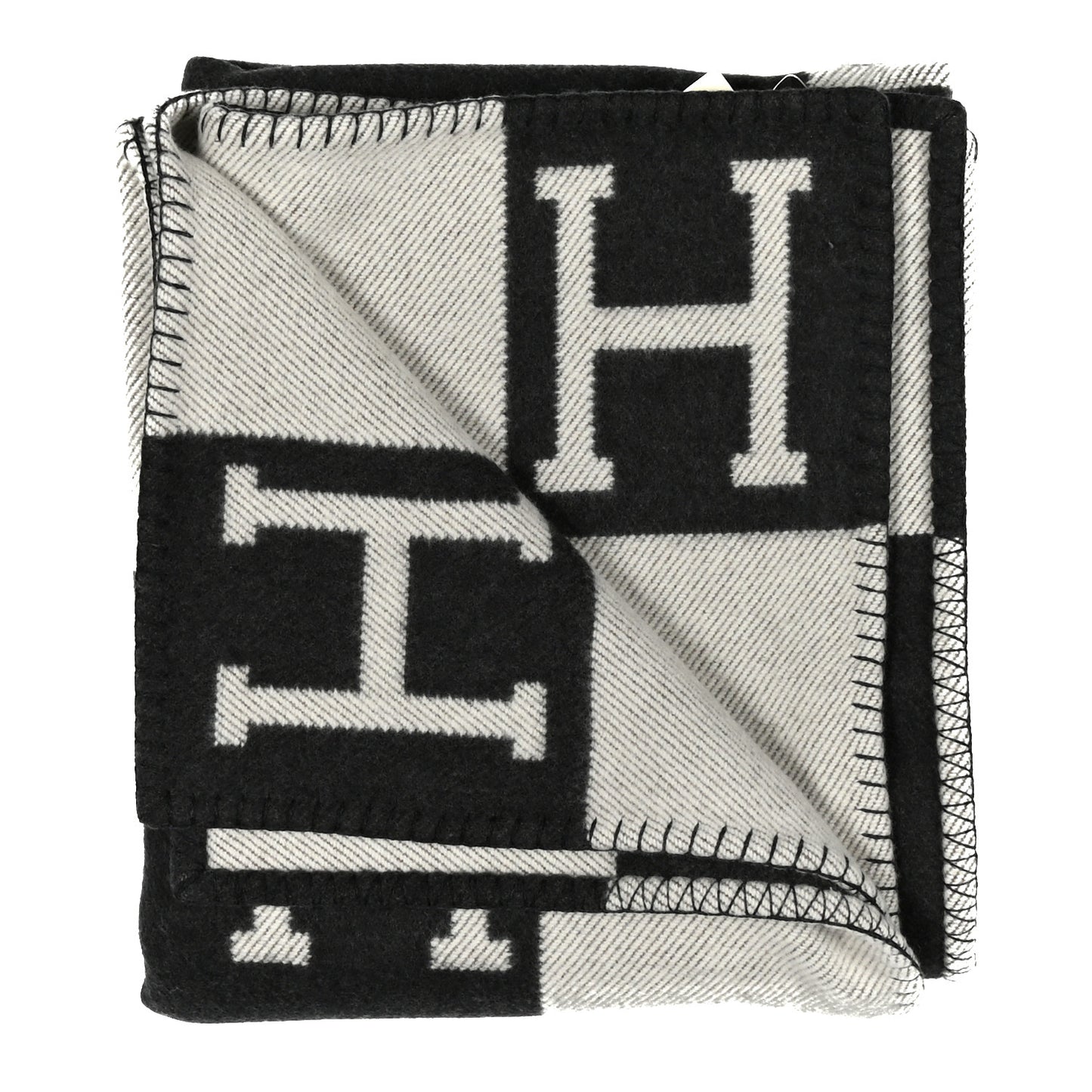 Wool Cashmere Avalon Blanket Ecru Gris Fonce