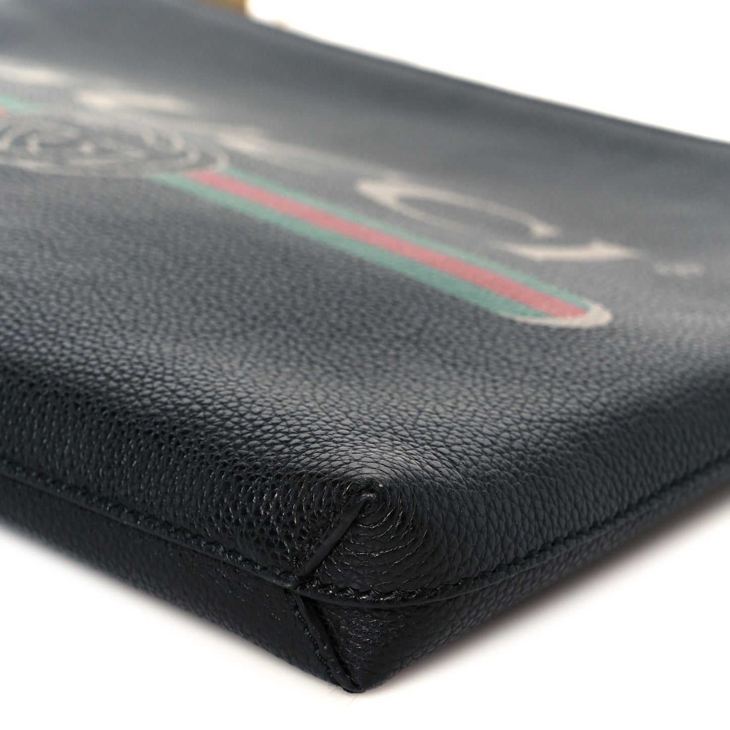 Pebbled Calfskin Logo Wristlet Black