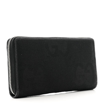 Gucci Canvas Monogram Jumbo GG Textured Dollar Calfskin Continental Wallet Black 3 of 8