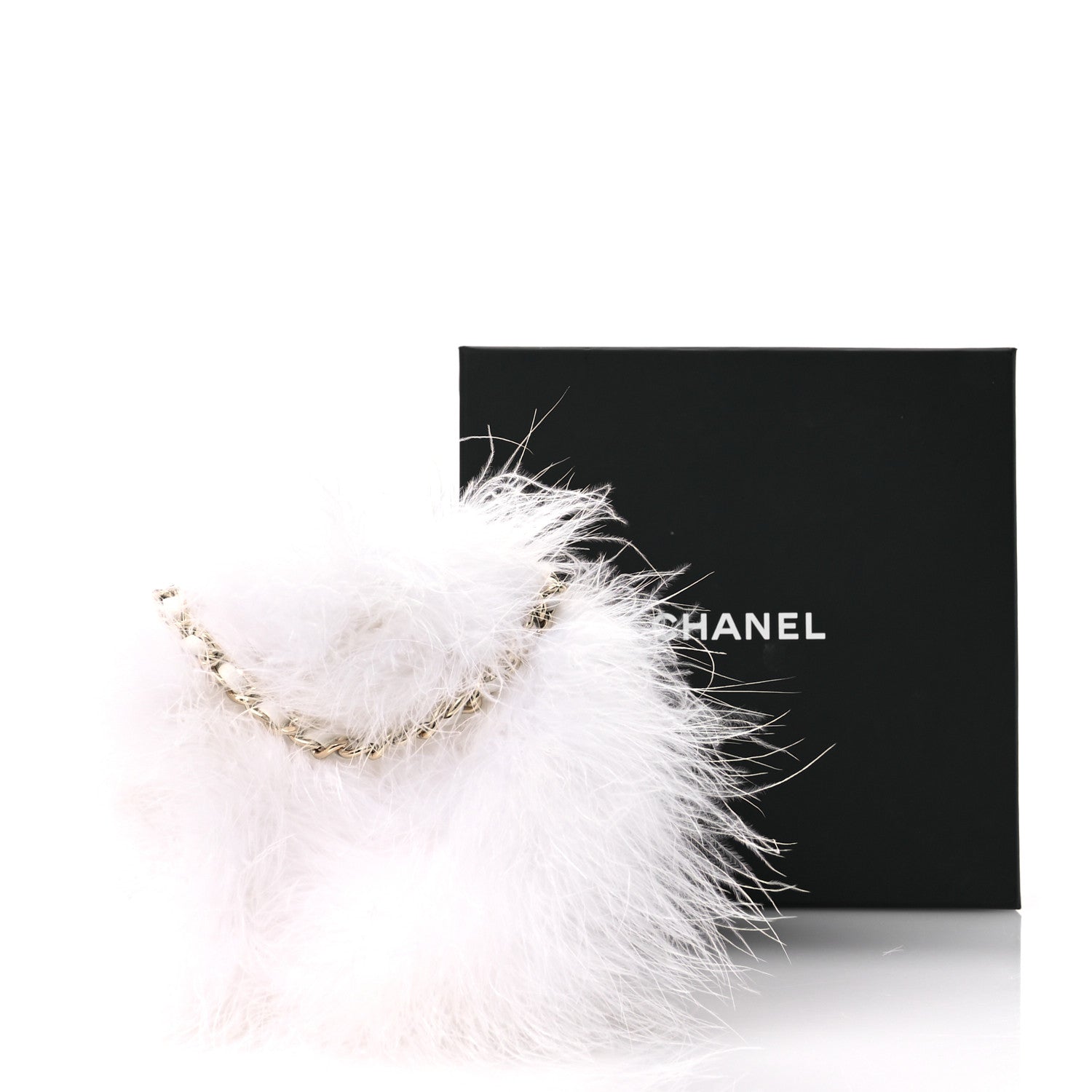 Chanel Lambskin Fur Quilted Round Clutch With Chain Ivory 11 of 11
