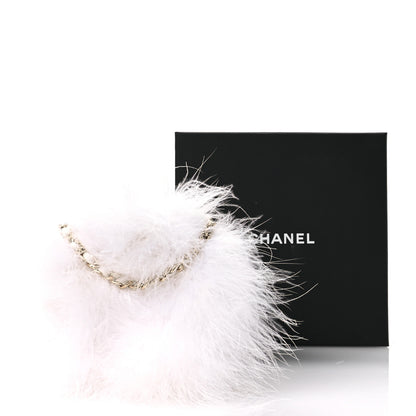 Chanel Lambskin Fur Quilted Round Clutch With Chain Ivory 11 of 11
