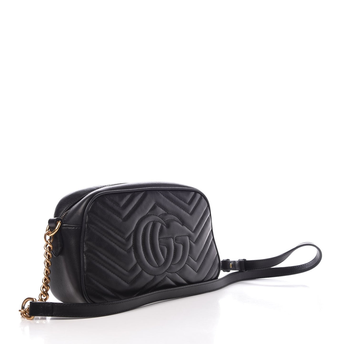 Calfskin Matelasse Small GG Marmont Chain Shoulder Bag Black