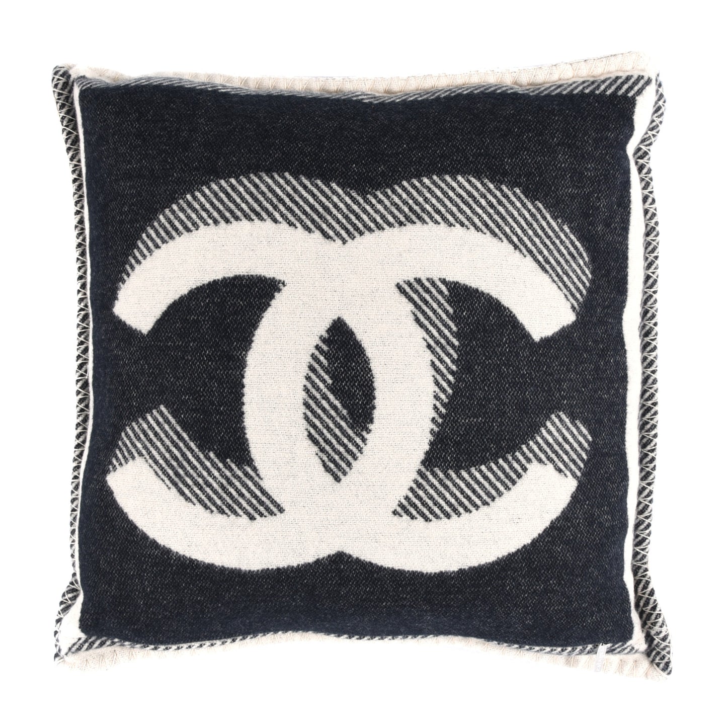 Merino Wool Cashmere CC Pillow Beige Black