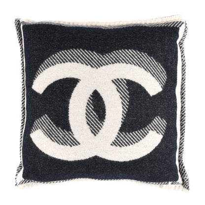 Chanel Merino Wool Cashmere CC Pillow Beige Black 1 of 2