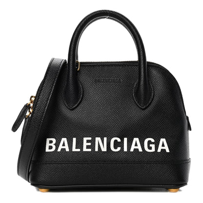 Balenciaga Signature Grained Calfskin XXS Ville Top Handle Bag Black White 1 of 7
