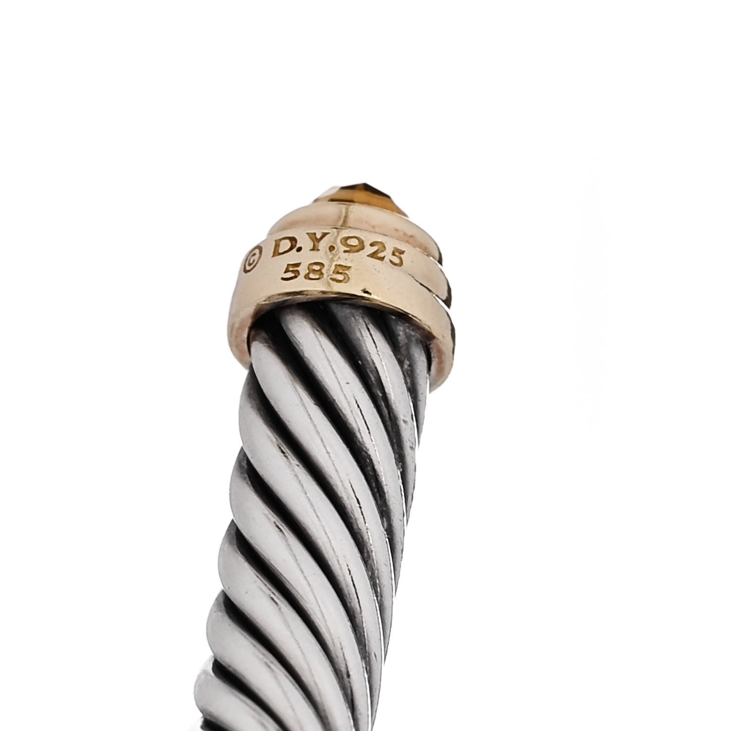 David Yurman Sterling Silver 14K Yellow Gold Citrine 5mm Cable Classics Petite Color Bracelet 3 of 3