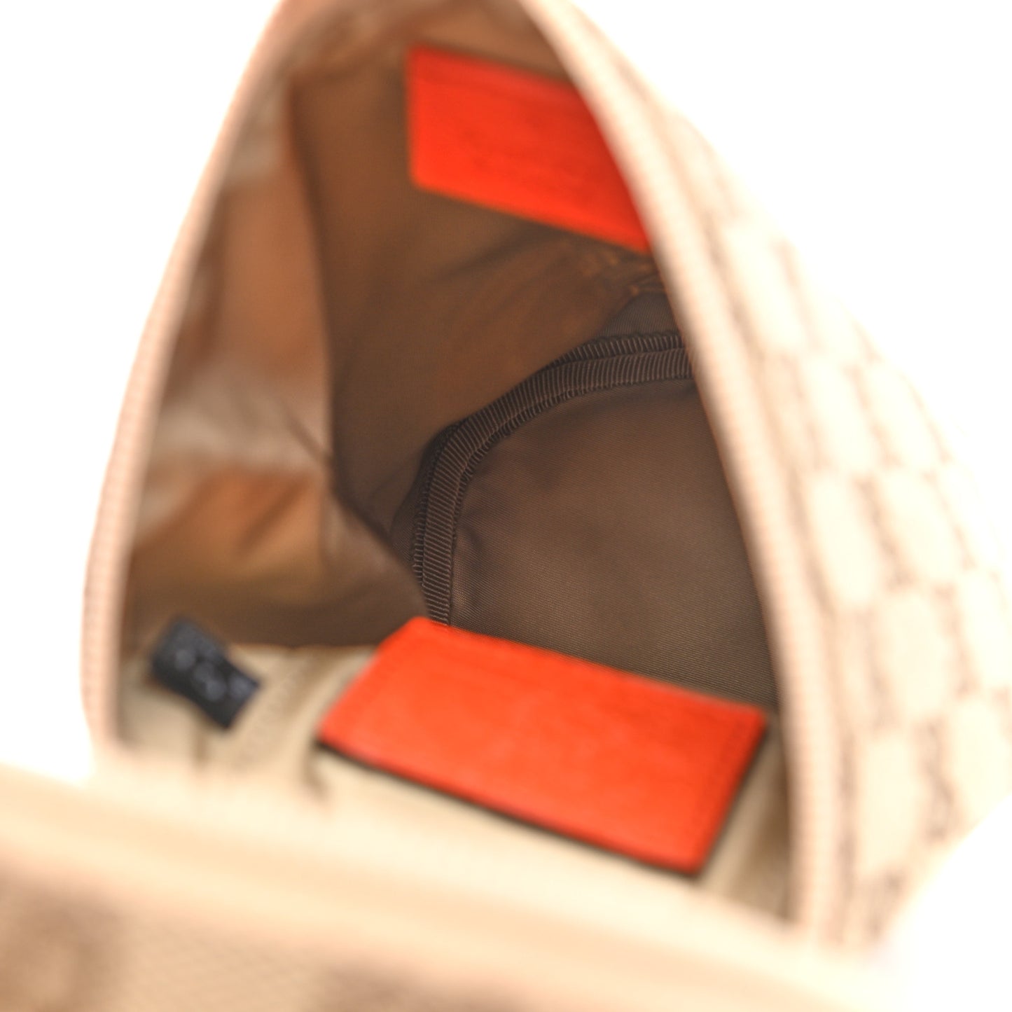 X THE NORTH FACE Monogram Textured Dollar Calfskin Barrel Shoulder Bag Beige Ebony Mystic White Deep Orange