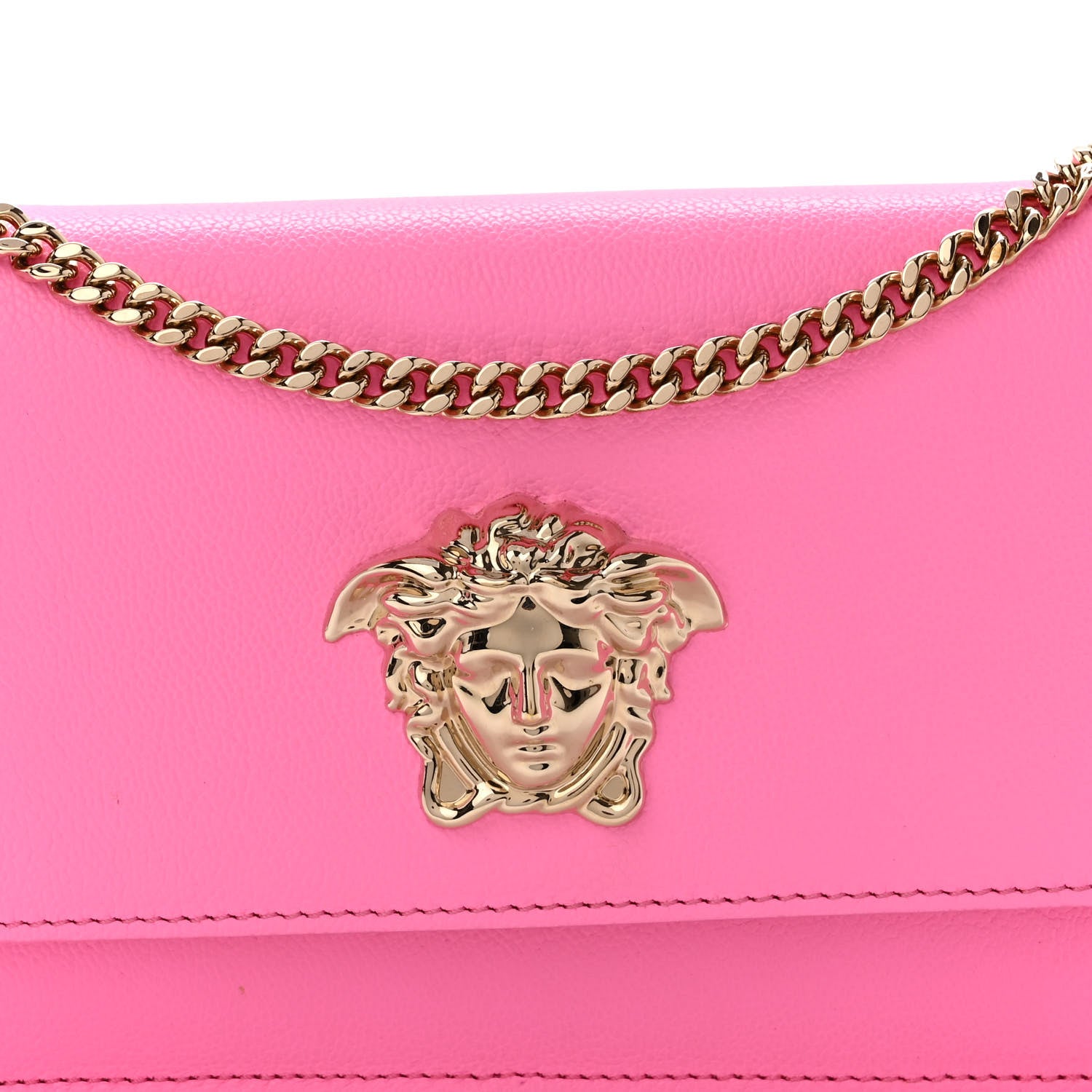Versace Grained Calfskin Medusa Wallet On Chain Pink 7 of 9