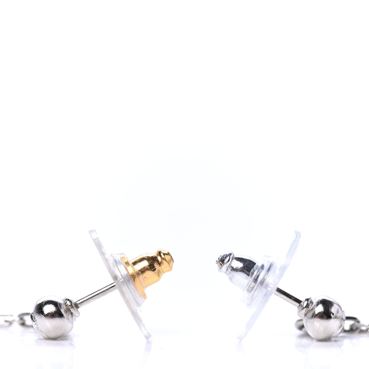 Baguette Crystal CC Drop Earrings Silver