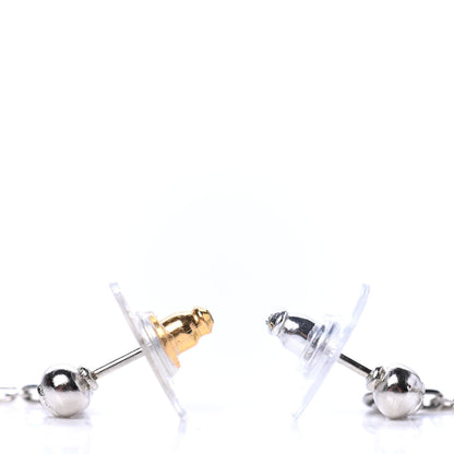 Chanel Baguette Crystal CC Drop Earrings Silver 3 of 4