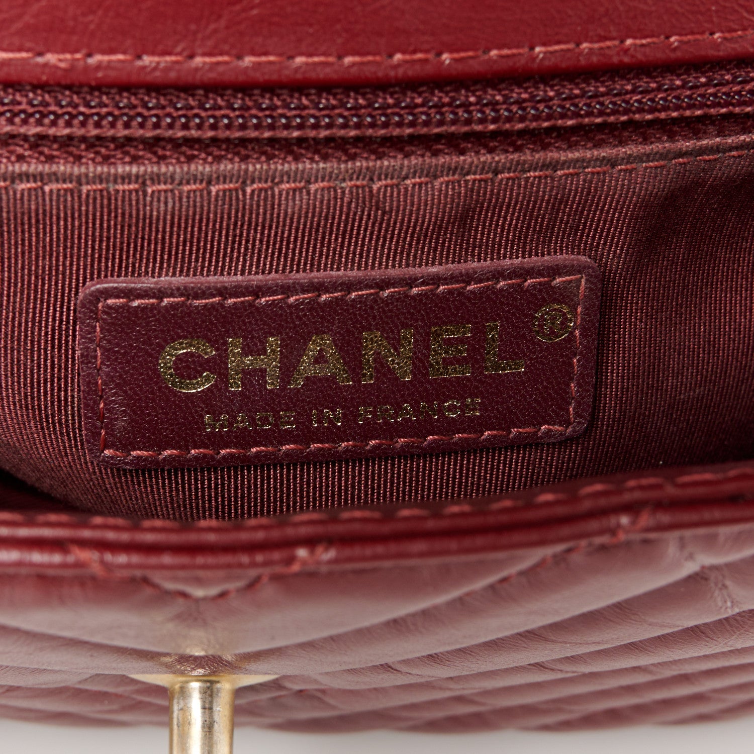 Chanel Calfskin Chevron Quilted Top Handle Flap Red 7 of 12