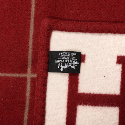 Hermes Wool Cashmere Avalon III Blanket Ecru Rouge H 4 of 4