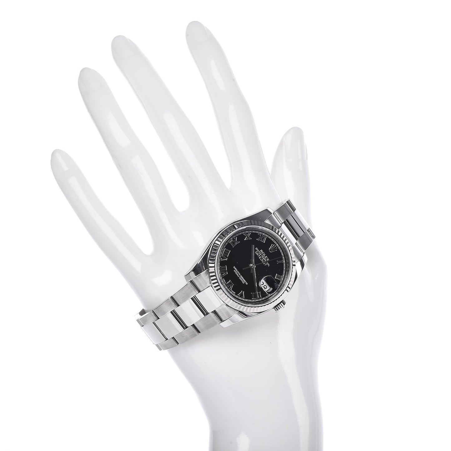 Stainless Steel 18K White Gold 36mm Oyster Perpetual Datejust Watch Black Roman 116234