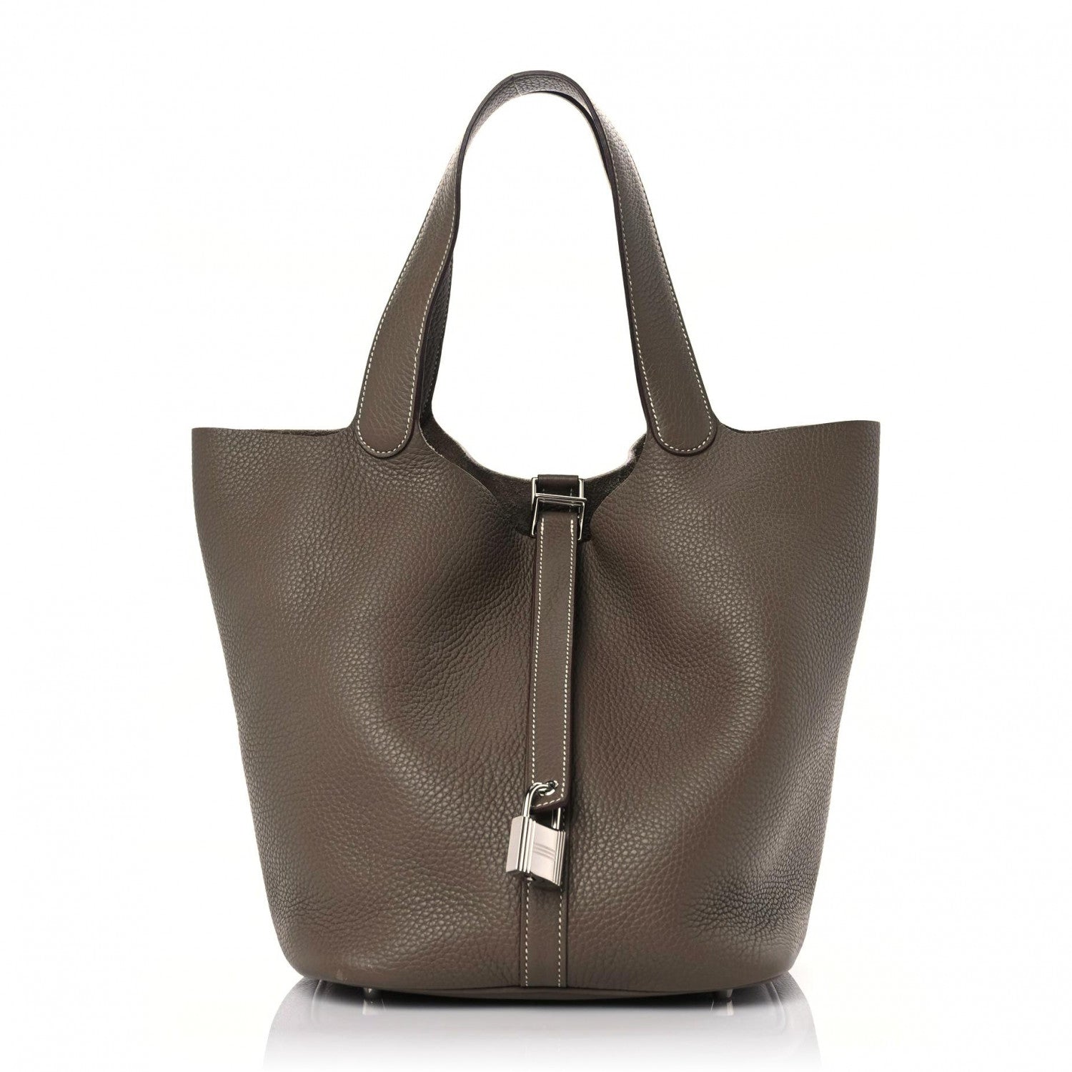 Hermes Taurillon Clemence Picotin Lock 26 GM Etoupe 1 of 12