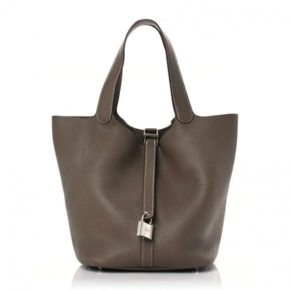 Hermes Taurillon Clemence Picotin Lock 26 GM Etoupe 1 of 12