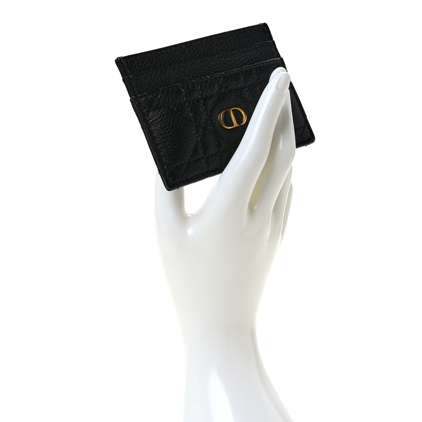 Supple Calfskin Cannage Caro Five-Slot Card Holder Black