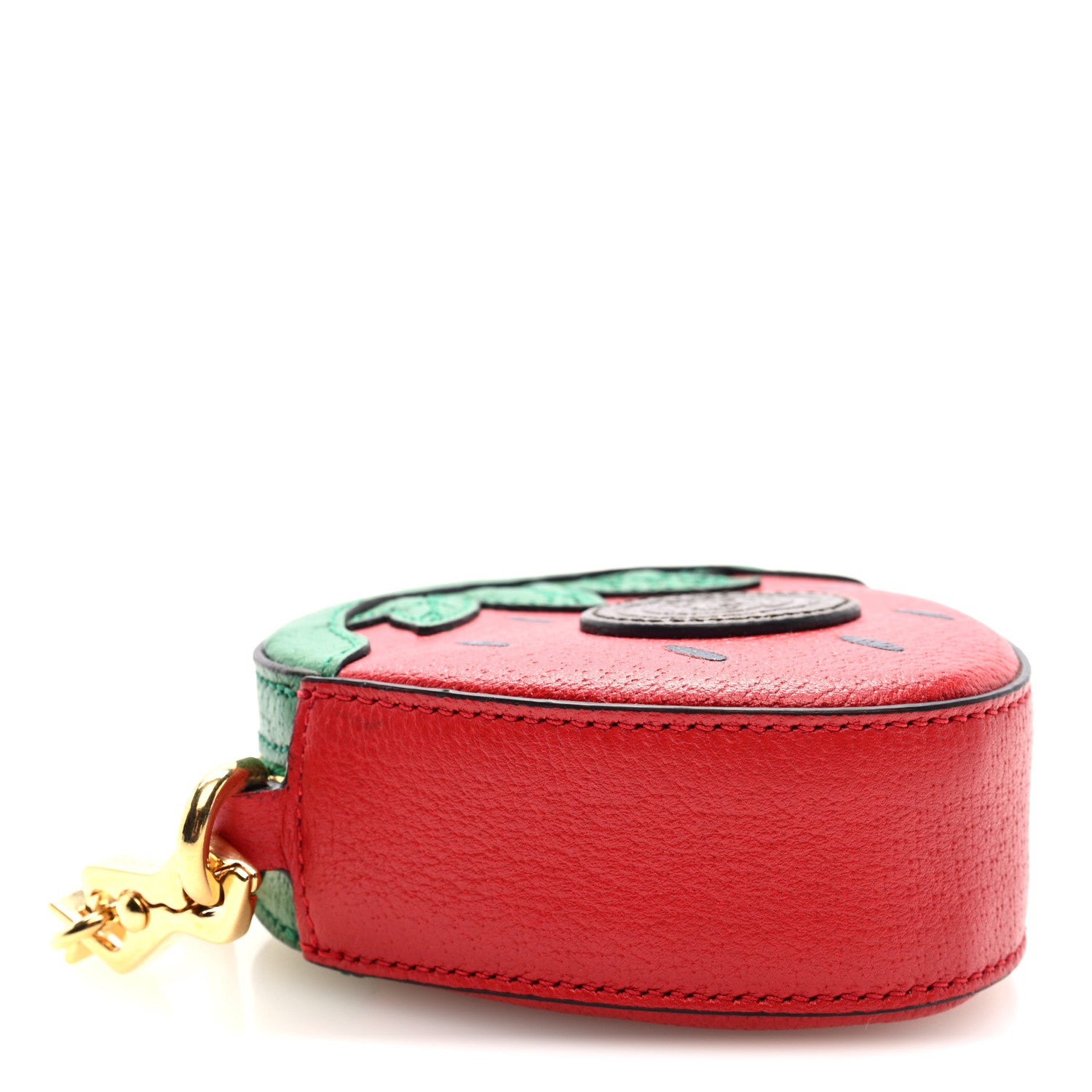 Gucci Textured Dollar Calfskin Retro Interlocking G Fruttini Strawberry Mini Crossbody Lobster Red Black New Acero 4 of 9