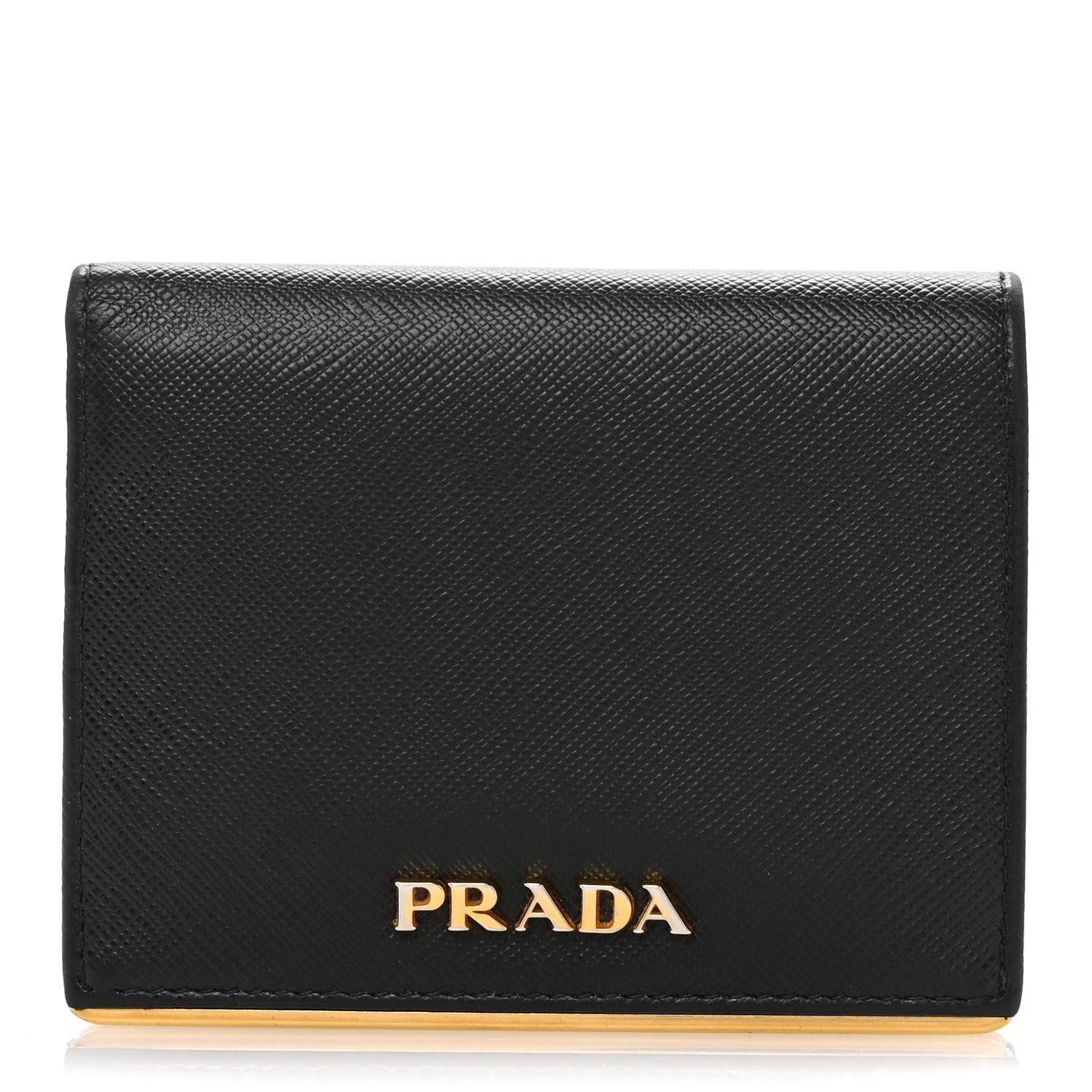 Prada Saffiano Metal Bi-Fold Wallet Black 1 of 11