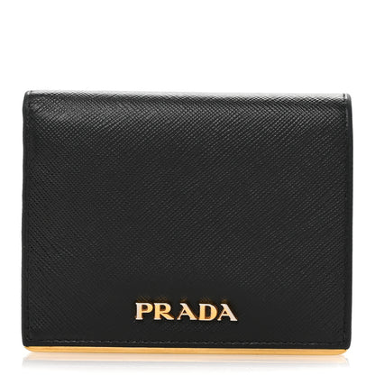 Prada Saffiano Metal Bi-Fold Wallet Black 1 of 11