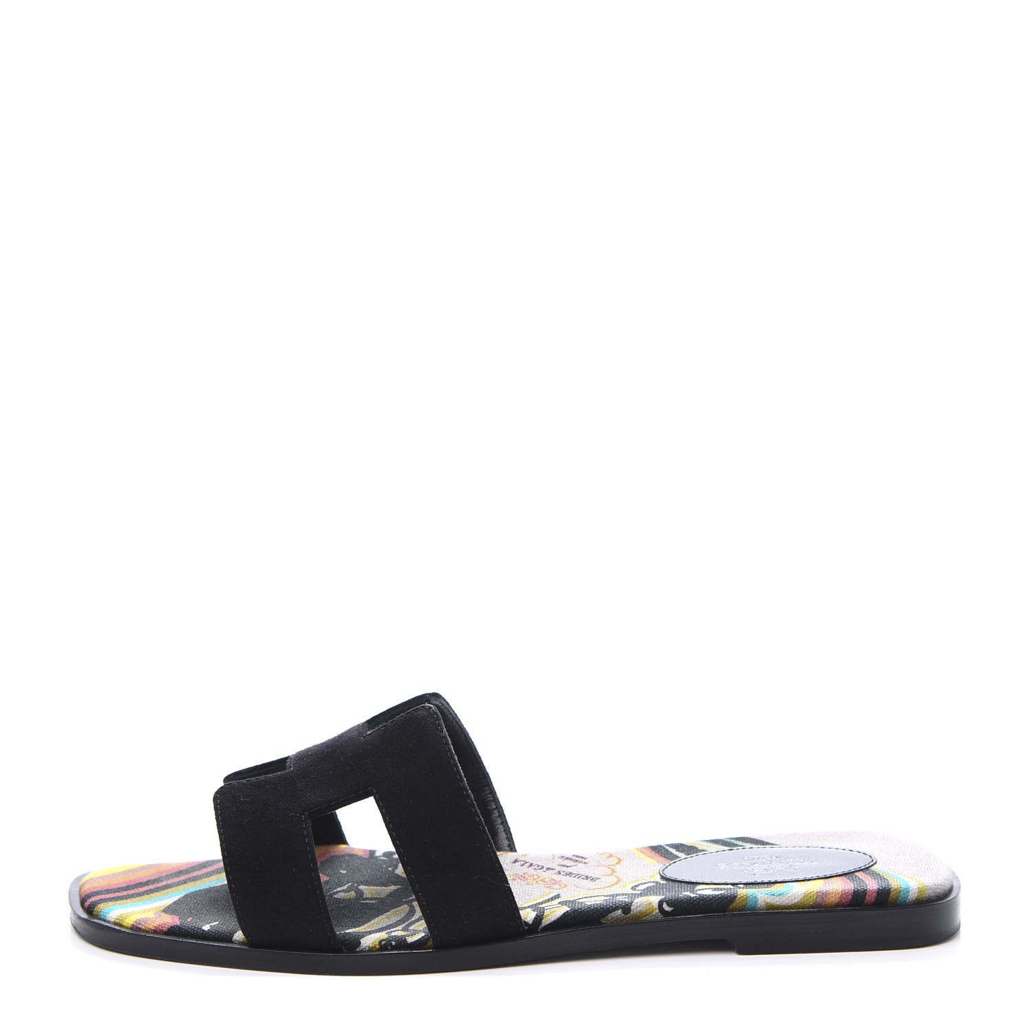 Hermes Suede Goatskin Oran Sandals 39 Black 1 of 10