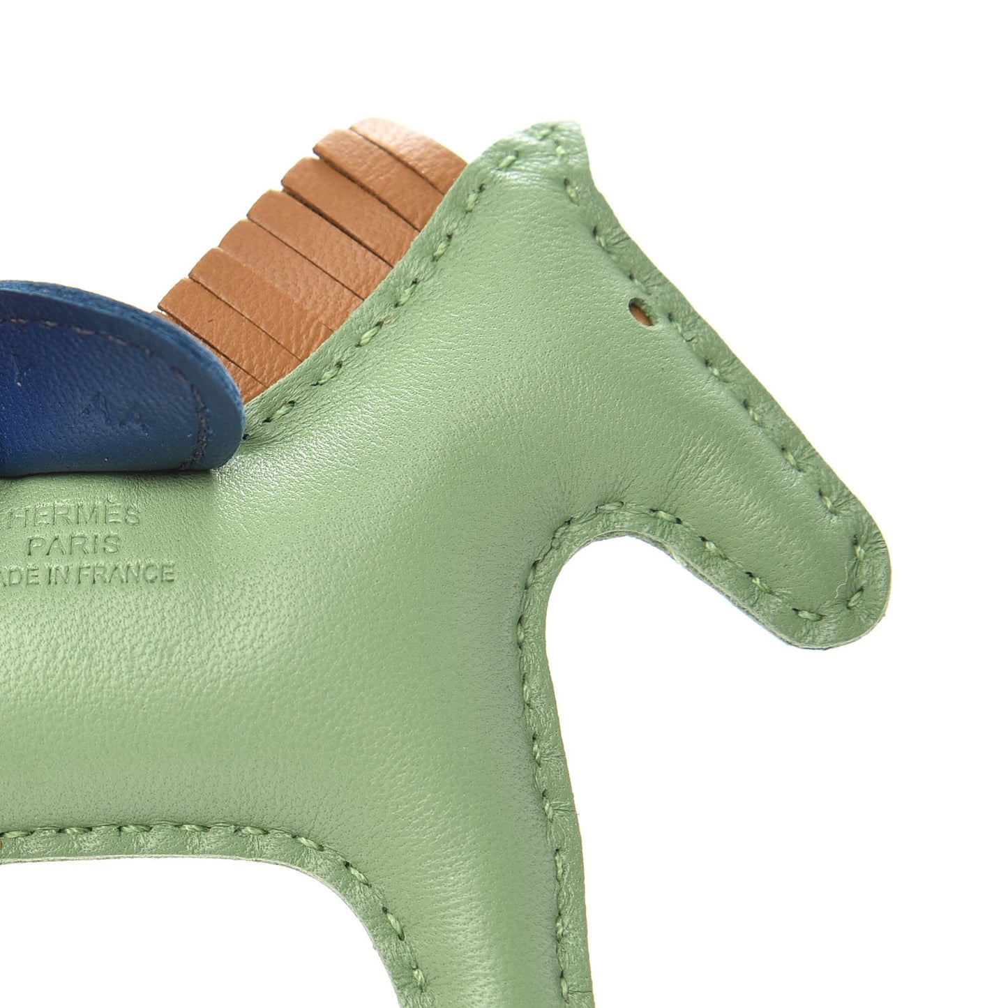 Milo Lambskin Grigri Rodeo Horse Bag Charm PM Vert Criquet Sesame Bleu de Malte