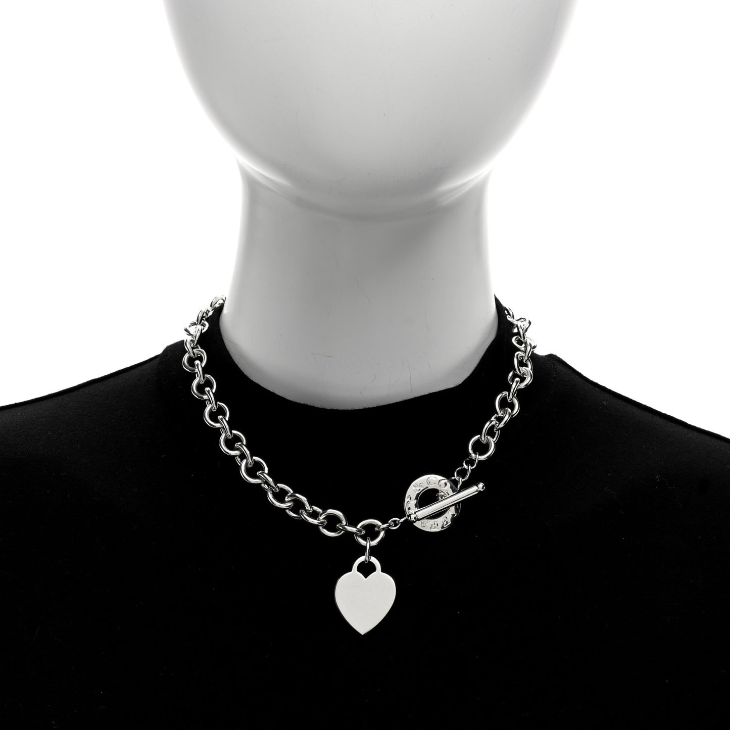 Sterling Silver Heart Tag Toggle Necklace