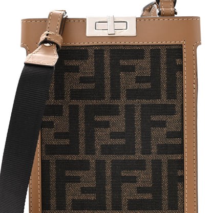 Fendi Recycled Fabric Jacquard Vitello King FF 1974 Peekaboo Phone Case Tobacco Moro Sand 8 of 10
