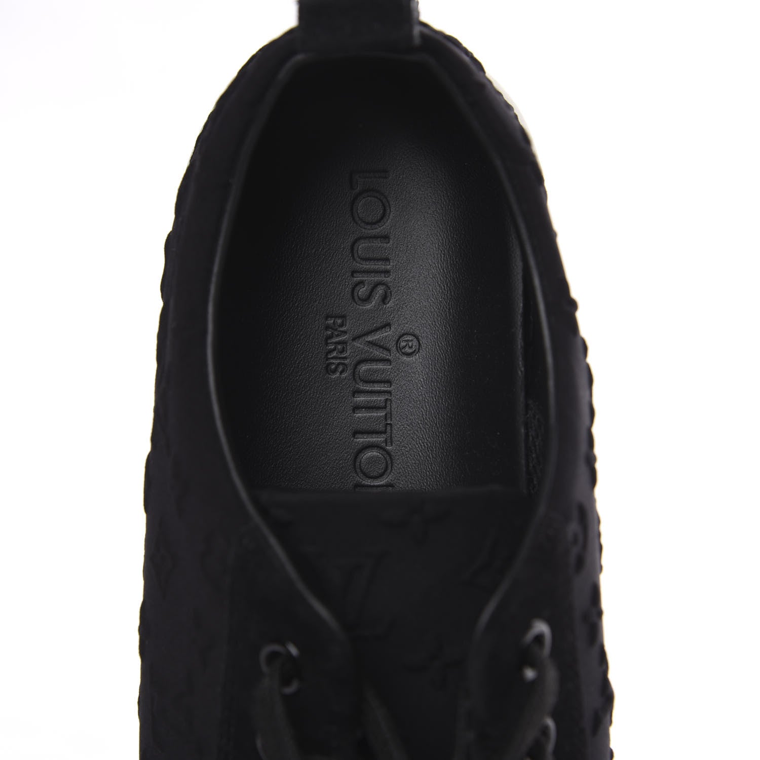 Louis Vuitton Neoprene Suede Embossed Monogram Stellar Low Top Sneakers 35.5 Black 5 of 9