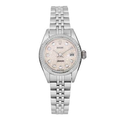 Rolex Stainless Steel 18K White Gold Diamond 26mm Oyster Perpetual Datejust Watch Silver Jubilee 69174 1 of 4
