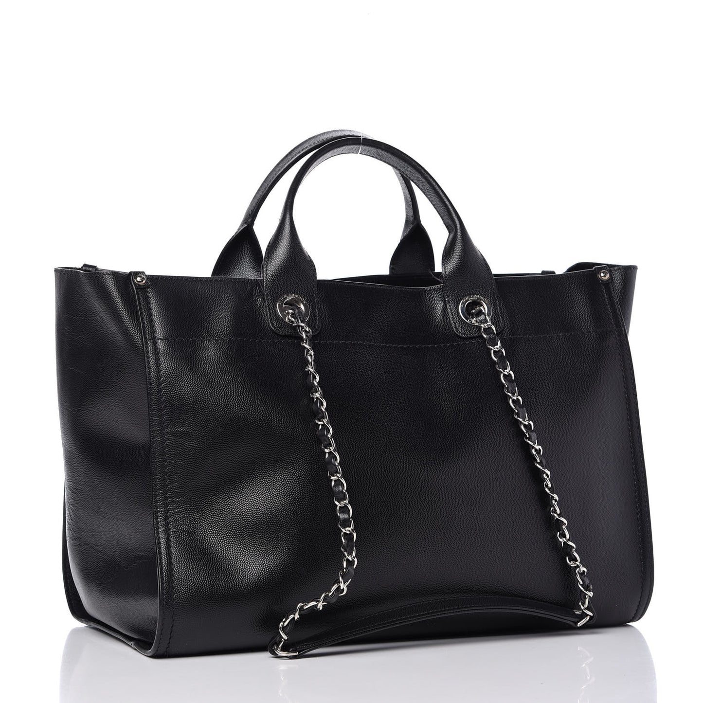 Caviar Medium Studded Deauville Tote Black