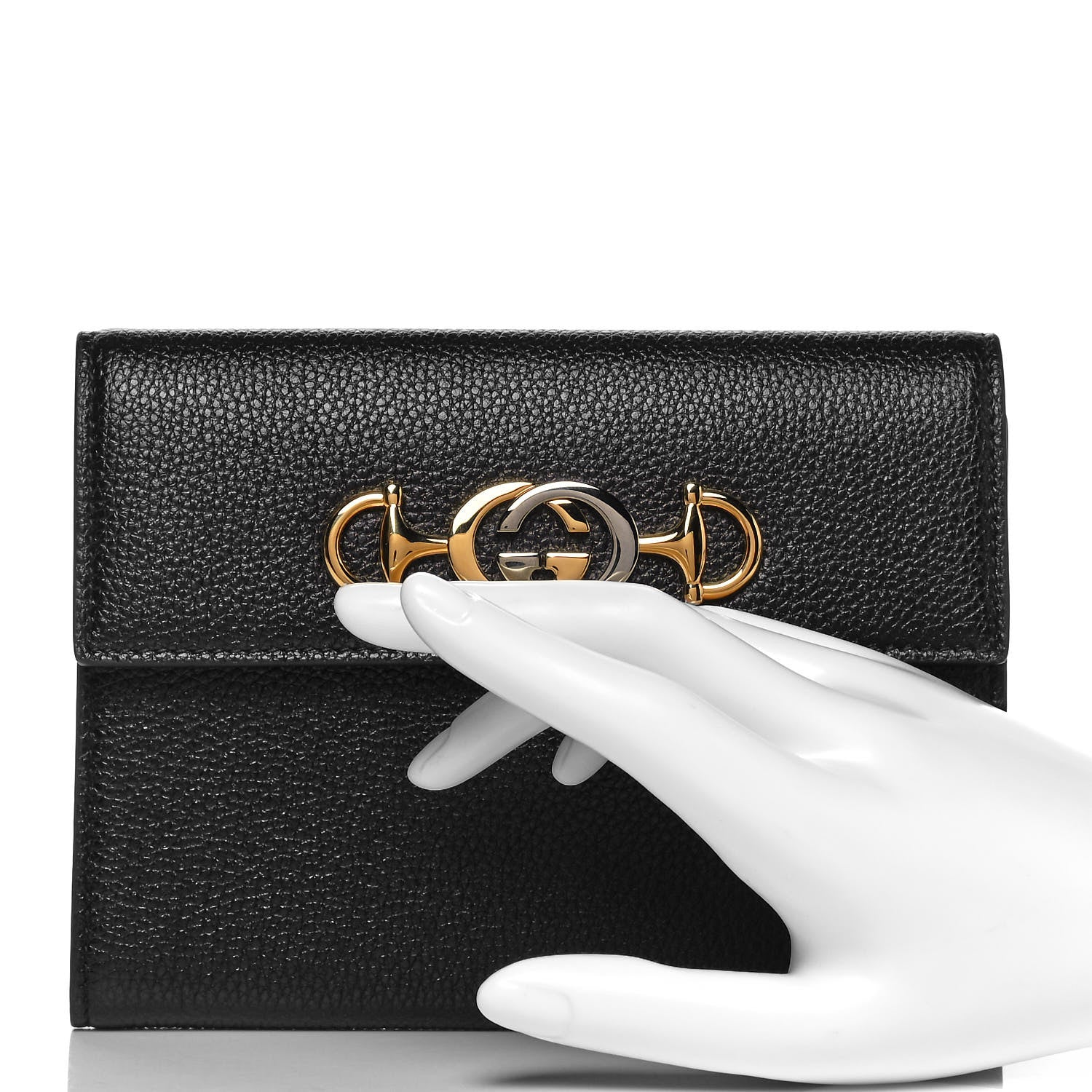 Gucci Grainy Calfskin Zumi Flap Card Case Black 2 of 7