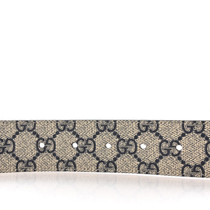 Gucci GG Supreme Monogram Selleria Calfskin Interlocking G 40mm Belt 90 36 Navy 3 of 5
