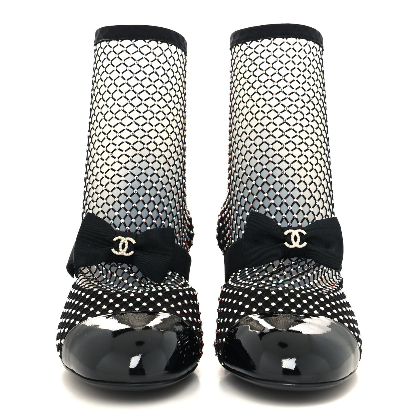 Resille Strass Kid Suede Patent Mary Jane Short Boots 38 Black
