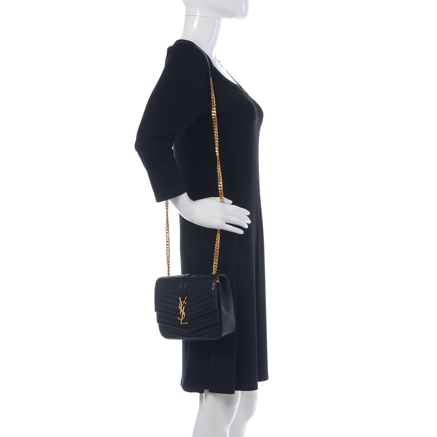 Lambskin Matelasse Chevron Monogram Small Sulpice Bag Black