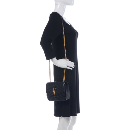 Saint Laurent Lambskin Matelasse Chevron Monogram Small Sulpice Bag Black 2 of 9